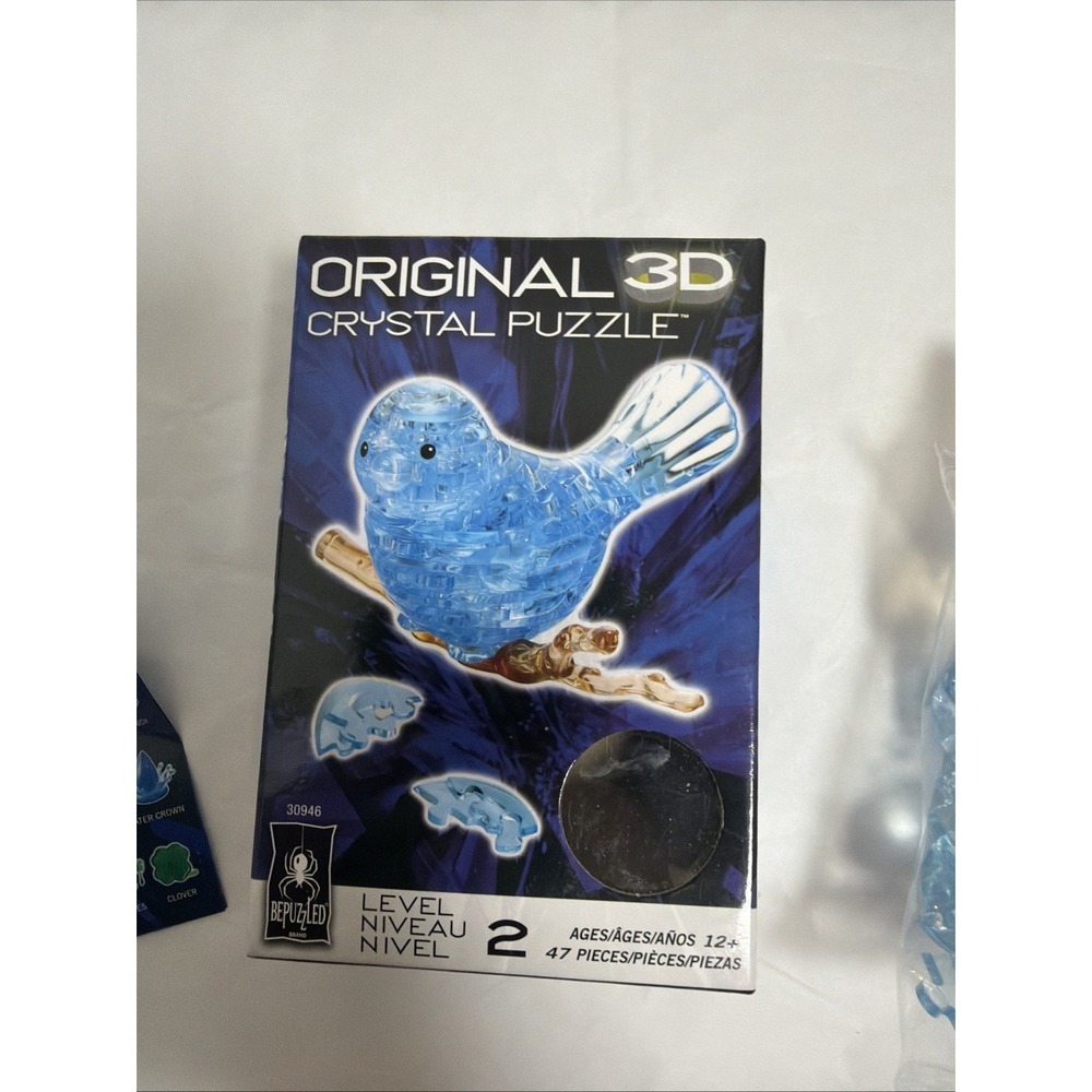 NEW BePuzzled 3D Crystal Puzzle - Blue Bird on Branch Level 2 Ages 12+ - 47 Pcs